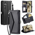 For Samsung Galaxy S23 FE 5G Wallet Multi-card Slot Leather Phone Case with Lanyard(Black)