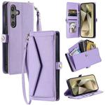 For Samsung Galaxy S25+ 5G Wallet Multi-card Slot Leather Phone Case with Lanyard(Purple)