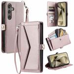For Samsung Galaxy S25 FE 5G Wallet Multi-card Slot Leather Phone Case with Lanyard(Rose Gold)
