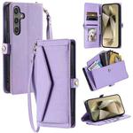 For Samsung Galaxy S25 FE 5G Wallet Multi-card Slot Leather Phone Case with Lanyard(Purple)