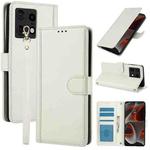 For Motorola Edge 50 Pro Skin Feel Pure Color Card Slots Leather Phone Case with Dual Lanyard(White)