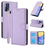 For Motorola Moto G Play 2023 Skin Feel Pure Color Card Slots Leather Phone Case with Dual Lanyard(Purple)