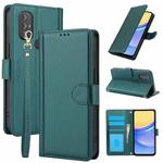 For Motorola Moto G Power 2022 Skin Feel Pure Color Card Slots Leather Phone Case with Dual Lanyard(Green)