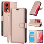 For Motorola Moto G Stylus 5G 2024 Skin Feel Pure Color Card Slots Leather Phone Case with Dual Lanyard(Rose Gold)