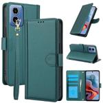 For Motorola Moto G24 / Moto G04 Skin Feel Pure Color Card Slots Leather Phone Case with Dual Lanyard(Green)