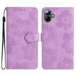 For Samsung Galaxy A07 5G Flower Embossing Pattern Leather Phone Case(Purple)
