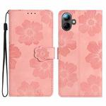 For Samsung Galaxy A07 5G Flower Embossing Pattern Leather Phone Case(Pink)