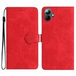For Samsung Galaxy A07 5G Flower Embossing Pattern Leather Phone Case(Red)