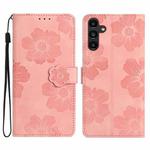 For Samsung Galaxy A17 5G Flower Embossing Pattern Leather Phone Case(Pink)