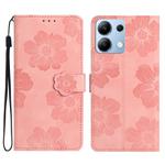 For Redmi Note 13 4G Flower Embossing Pattern Leather Phone Case(Pink)