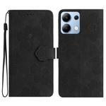 For Redmi Note 13 4G Flower Embossing Pattern Leather Phone Case(Black)