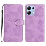 For Redmi Note 14 4G Flower Embossing Pattern Leather Phone Case(Purple)