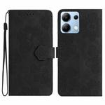 For Redmi Note 14 4G Flower Embossing Pattern Leather Phone Case(Black)