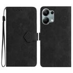 For Redmi Note 13 Pro 4G Flower Embossing Pattern Leather Phone Case(Black)