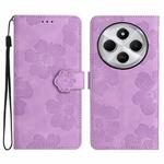 For Redmi 14C 4G Flower Embossing Pattern Leather Phone Case(Purple)