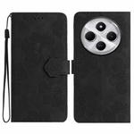 For Redmi 14C 4G Flower Embossing Pattern Leather Phone Case(Black)