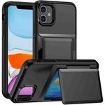 For iPhone 11 Card Slot Holder Phone Case(Black)
