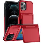 For iPhone 12 Pro Max Card Slot Holder Phone Case(Red)