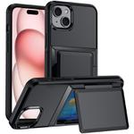 For iPhone 15 Plus Card Slot Holder Phone Case(Black)