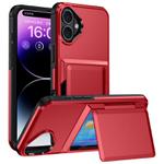 For iPhone 16 Plus Card Slot Holder Phone Case(Red)