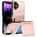 For iPhone 16 Plus Card Slot Holder Phone Case(Rose Gold)