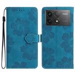 For Xiaomi Poco F6 Pro Flower Embossing Pattern Leather Phone Case(Blue)