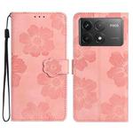 For Xiaomi Poco F6 Pro Flower Embossing Pattern Leather Phone Case(Pink)