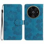 For Xiaomi Poco C61 Flower Embossing Pattern Leather Phone Case(Blue)