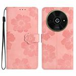 For Xiaomi Poco C61 Flower Embossing Pattern Leather Phone Case(Pink)