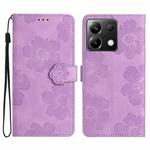 For Xiaomi Poco X6 Flower Embossing Pattern Leather Phone Case(Purple)