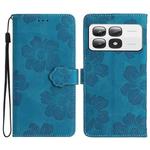 For Xiaomi 14T Pro Flower Embossing Pattern Leather Phone Case(Blue)