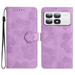 For Xiaomi 14T Pro Flower Embossing Pattern Leather Phone Case(Purple)