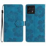 For Xiaomi 14T Flower Embossing Pattern Leather Phone Case(Blue)