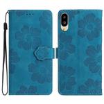 For Sharp Basio active SHG09 Flower Embossing Pattern Leather Phone Case(Blue)