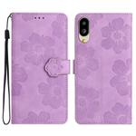 For Sharp Basio active SHG09 Flower Embossing Pattern Leather Phone Case(Purple)