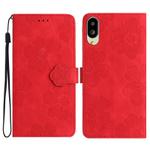 For Sharp Basio active SHG09 Flower Embossing Pattern Leather Phone Case(Red)