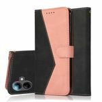 For Samsung Galaxy A07 5G Dual-color Stitching Leather Phone Case(Black Rose Gold)