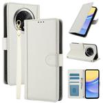 For OPPO A2 Pro / F27 Pro / F27 Pro+ Skin Feel Pure Color Card Slots Leather Phone Case with Dual Lanyard(White)