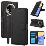 For OPPO A2 Pro / F27 Pro / F27 Pro+ Skin Feel Pure Color Card Slots Leather Phone Case with Dual Lanyard(Black)