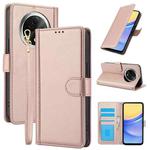 For OPPO A2 Pro / F27 Pro / F27 Pro+ Skin Feel Pure Color Card Slots Leather Phone Case with Dual Lanyard(Rose Gold)