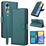 For OPPO A17 4G Global / A17k Skin Feel Pure Color Card Slots Leather Phone Case with Dual Lanyard(Green)