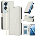 For OPPO A60 4G Global Skin Feel Pure Color Card Slots Leather Phone Case with Dual Lanyard(White)