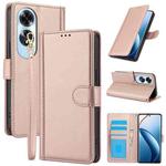 For OPPO A60 4G Global Skin Feel Pure Color Card Slots Leather Phone Case with Dual Lanyard(Rose Gold)