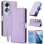 For OPPO A60 4G Global Skin Feel Pure Color Card Slots Leather Phone Case with Dual Lanyard(Purple)