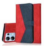 For Redmi Note 13 4G Dual-color Stitching Leather Phone Case(Red Blue)