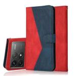 For Xiaomi Poco F6 Pro Dual-color Stitching Leather Phone Case(Red Blue)