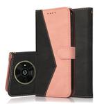 For Xiaomi Poco C61 Dual-color Stitching Leather Phone Case(Black Rose Gold)