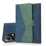 For Xiaomi Poco X6 Dual-color Stitching Leather Phone Case(Blue Green)