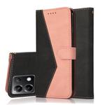 For Xiaomi Poco X6 Dual-color Stitching Leather Phone Case(Black Rose Gold)