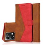 For Xiaomi Poco X6 Dual-color Stitching Leather Phone Case(Brown Red)